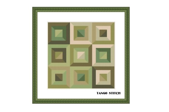 A Designer's Review: Green Squares Geometric Cross Stitch for Seasonal Products