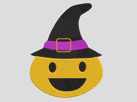 An Embroiderer’s Review: Helloween Emoticon with Witch Hat