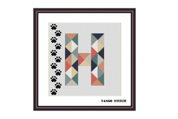 Charming Letter H Cat Paws Cross Stitch Pattern