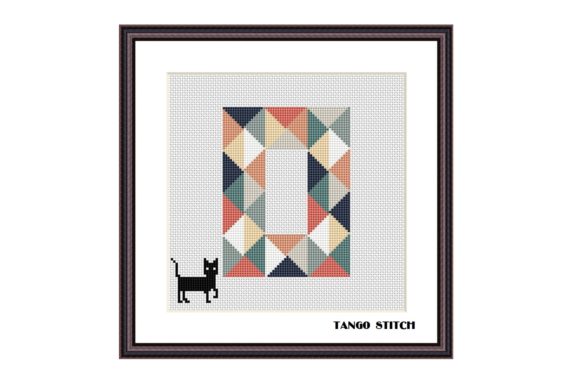 Charming Letter O and Black Cat Cross Stitch